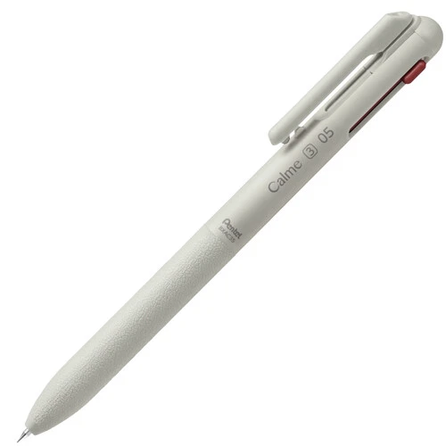 Esferográfica Pentel Calme 0.50, 3 cores (preto, vermelho, azul) corpo cinza