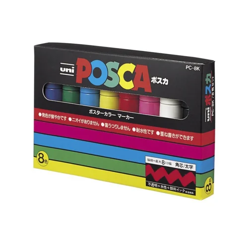6495f483a9a7a08dcc4066dc5b699e87_2048x Conjunto de 8 Marcadores uni POSCA PC-3M - Cores Standard