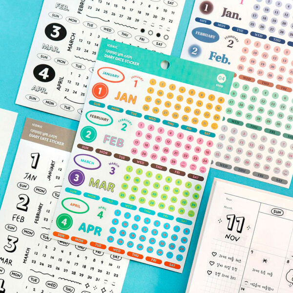 8809728167161_05_adl Autocolantes de Datas ICONIC Diary Date 02 — Handwriting