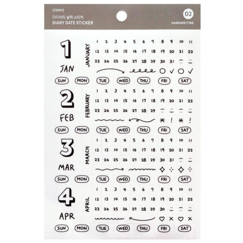 Autocolantes de Datas ICONIC Diary Date 02 — Handwriting