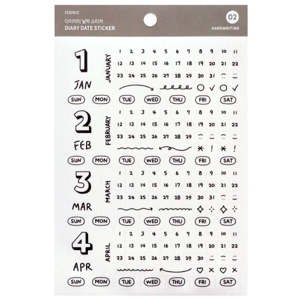 8809728167161_l-1788876626644 Autocolantes de Datas ICONIC Diary Date 02 — Handwriting