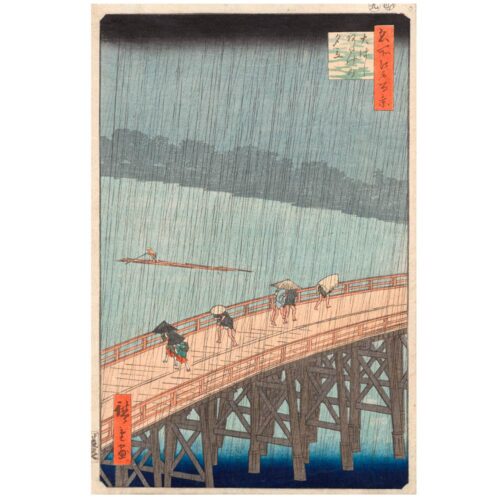 Sudden-Shower-over-Shin_1000 Utagawa Hiroshige - Sudden Shower over Shin-Ōhashi Bridge and Atake, 1857