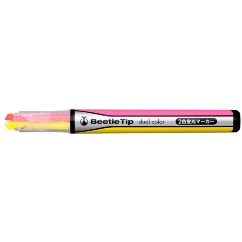 Kokuyo-Marcadores-Beetle-Tip-3-pontas-rosa-01 Kokuyo – Marcador Beetle Tip Duas Cores – Rosa e Amarelo