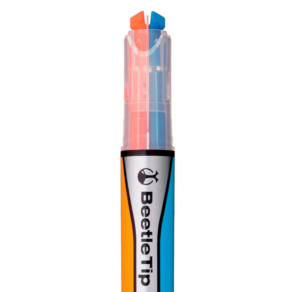 Kokuyo – Marcador Beetle Tip Duas Cores – Azul-Claro e Laranja
