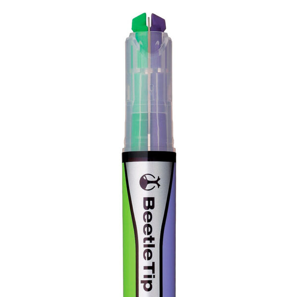 Kokuyo-dual-tip-verdeclaro-roxo-03 Kokuyo – Marcador Beetle Tip Duas Cores – Verde-Claro e Roxo