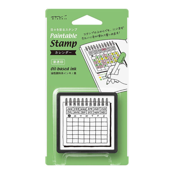 Paintable-Stamp-Pre-inked-Calender-01 Midori – Carimbo Autotintado Pintável – Calendário