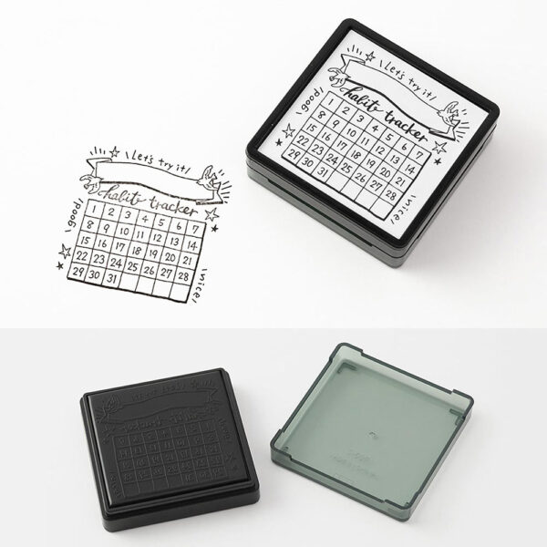 Paintable-Stamp-Pre-inked-Habit-Tracker-02 Midori – Carimbo Autotintado Pintável – Registo de Hábitos