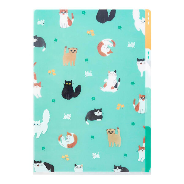 midori_capa_gatos_04 Midori – Pasta Transparente A4 com 3 Bolsas – Gatos A