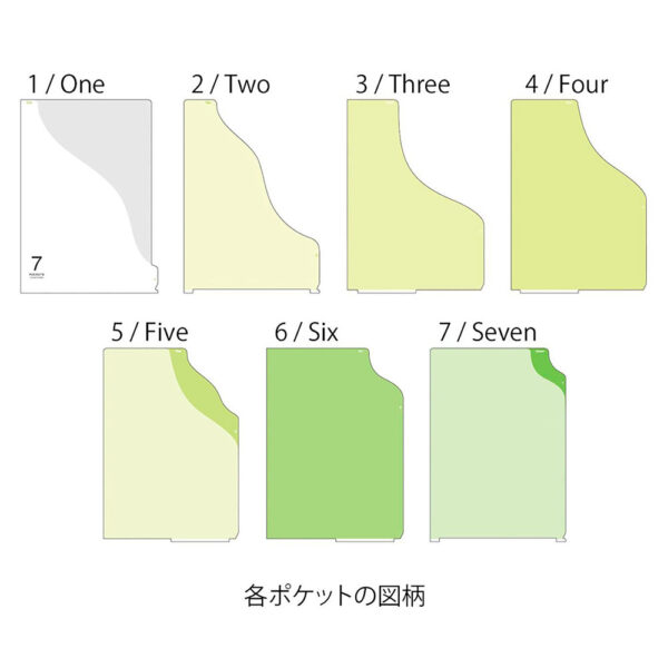 midori_capa_verde_02 Midori - Pasta Transparente A4 com 7 Bolsas – Gradiente Verde