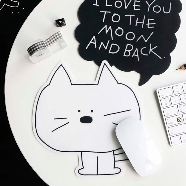 Iconic – Tapete de Rato Doodle Monotone 01 – Gato Branco